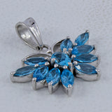 925 Sterling Silver Blue Topaz Butterfly Pendant