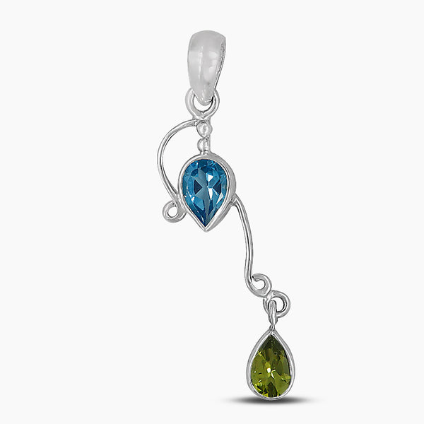 925 Sterling Silver Blue Topaz Pendants