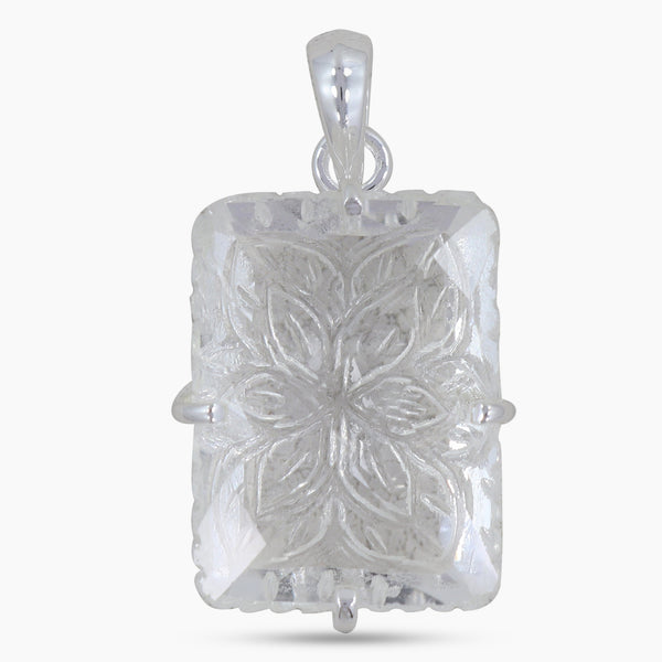 Carving Crystal Silver Pendant
