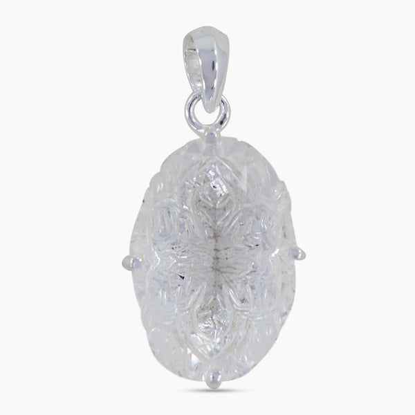 Carving Crystal Silver Pendant