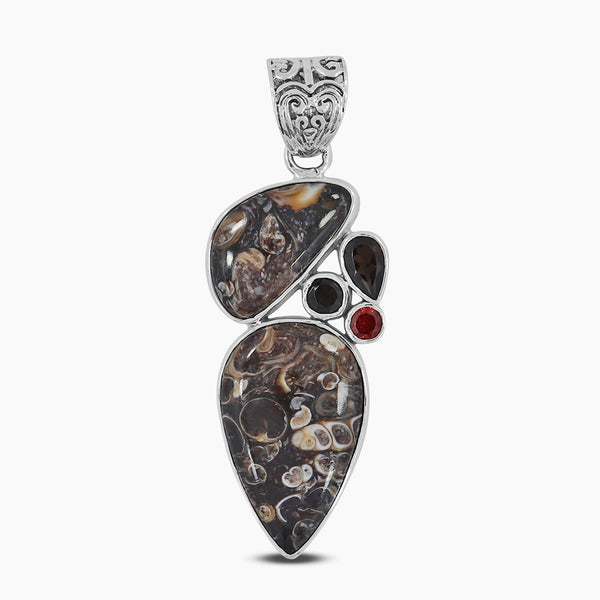 925 Silver Turritella Agate Pendants