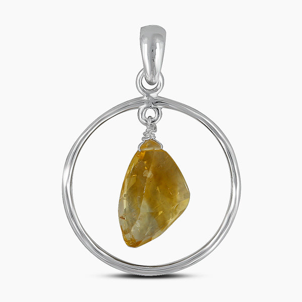 925 Sterling Silver Raw Citrine Pendants