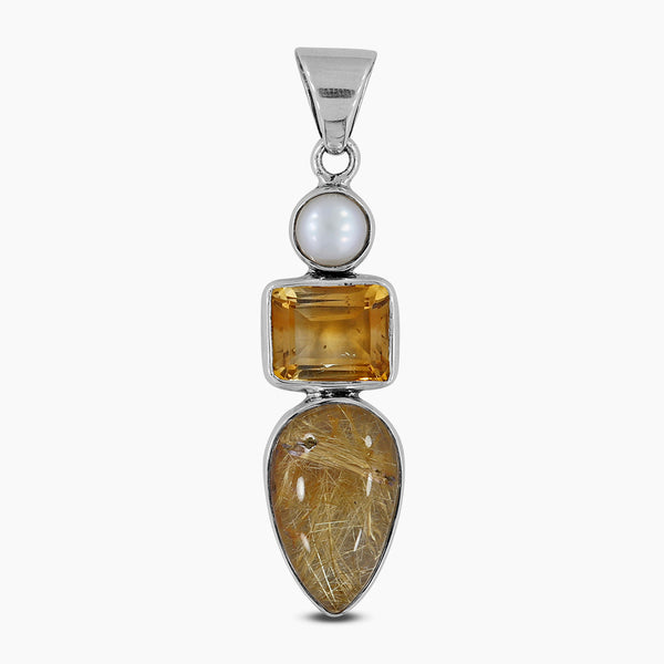 925 Silver Rutilated Quartz Pendants