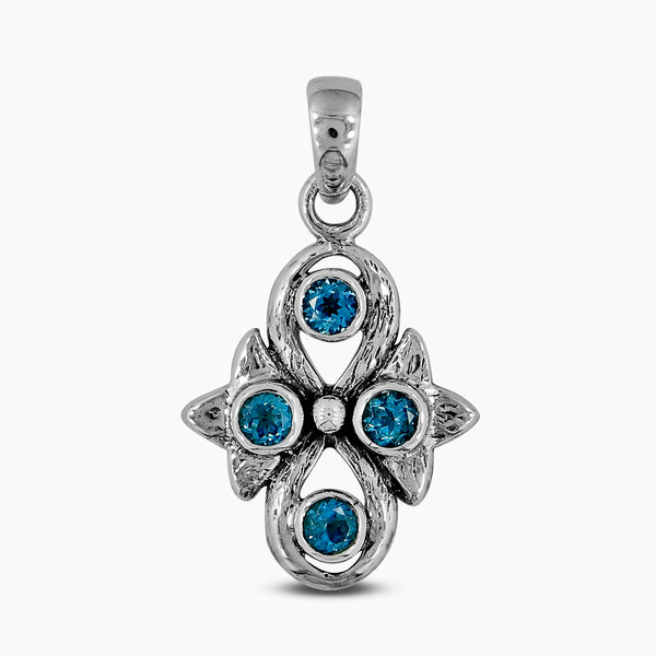 925 Sterling Silver Blue Topaz Pendants