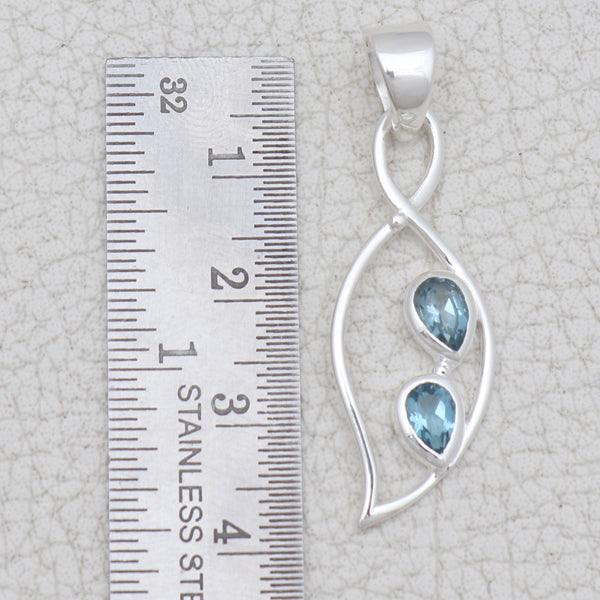 Natural Blue Topaz Silver Pendants