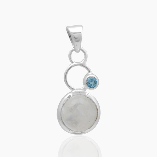 Natural Rainbow Moonstone Silver Pendants