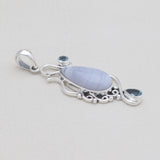 Natural Blue Lace Agate Silver Pendants