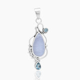 Natural Blue Lace Agate Silver Pendants