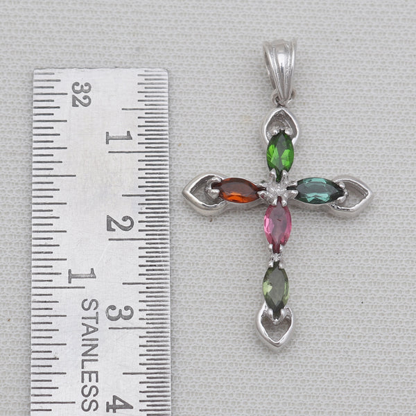 925 Sterling Silver Tourmaline Cross Pendants