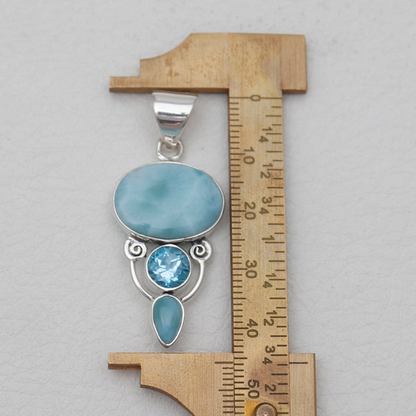 Larimar & Blue Topaz Silver Pendants