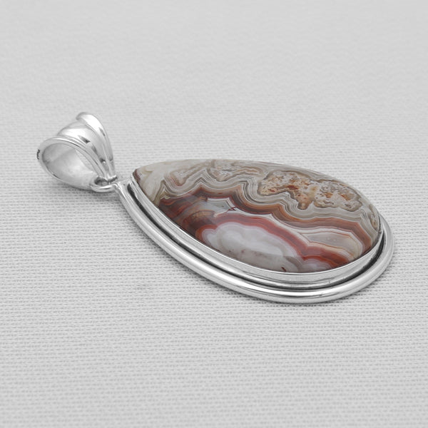 Crazy Lace Agate Silver Pendants