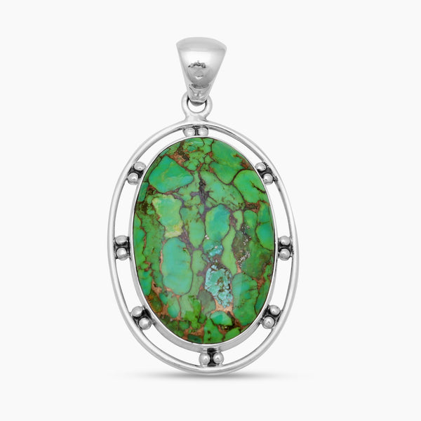 Green Copper Turquoise Silver Pendants