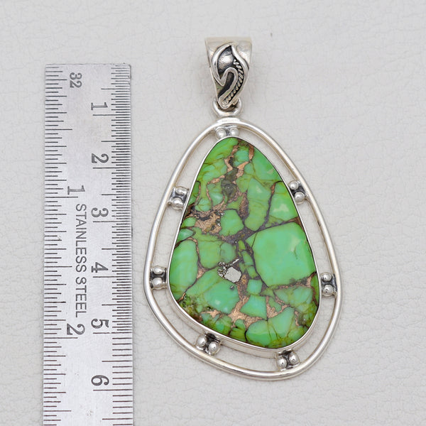 Green Copper Turquoise Silver Pendants