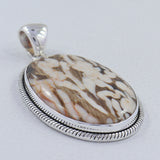 925 Silver Peanut Wood Jasper Pendants
