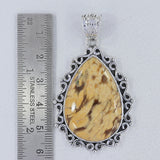 925 Silver Peanut Wood Jasper Pendants
