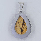 925 Silver Peanut Wood Jasper Pendants