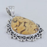 925 Silver Peanut Wood Jasper Pendants