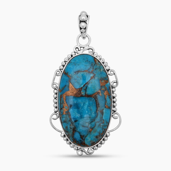 Blue Copper Turquoise Silver Pendants
