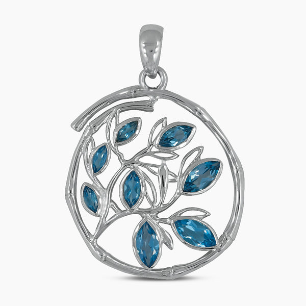 925 Sterling Silver Blue Topaz Pendants