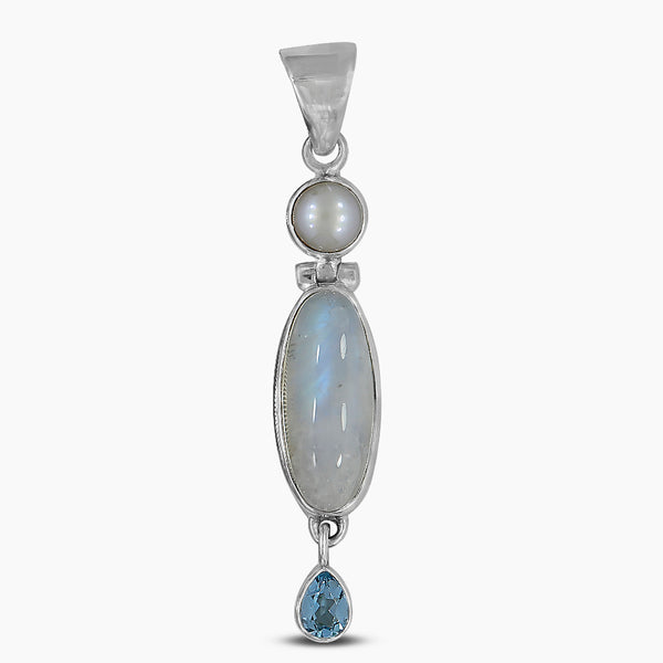 Rainbow Moonstone Silver Pendants