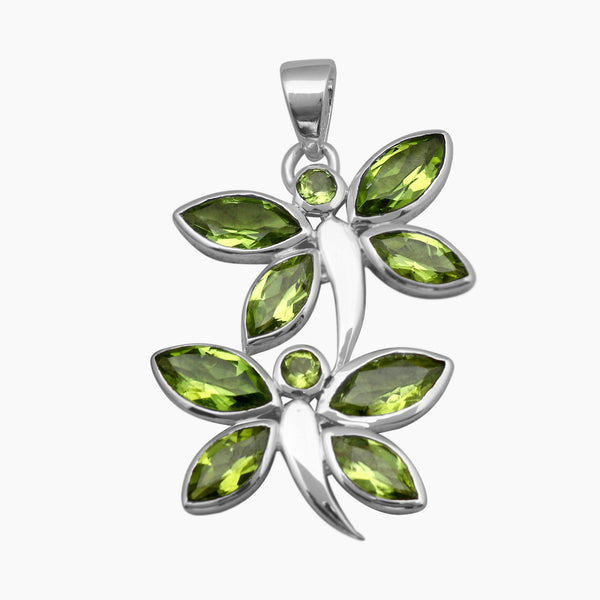 925 Silver Peridot Butterfly Pendants
