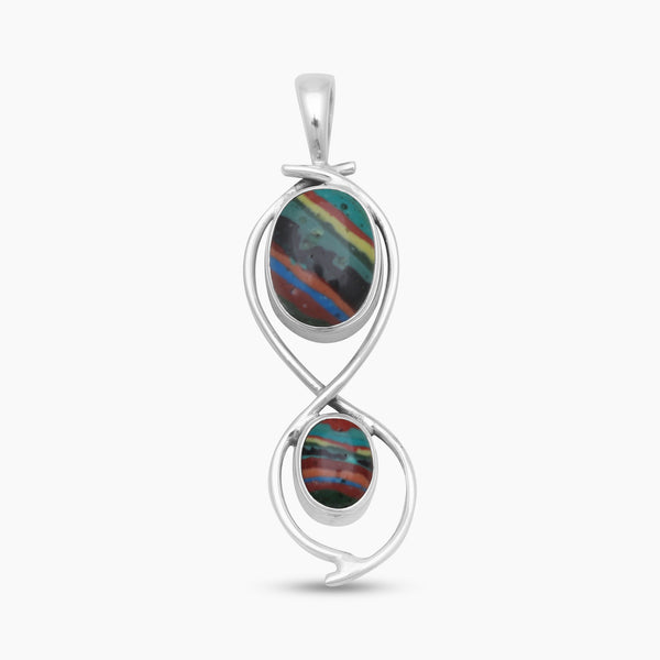 Rainbow Calsilica Silver Pendants