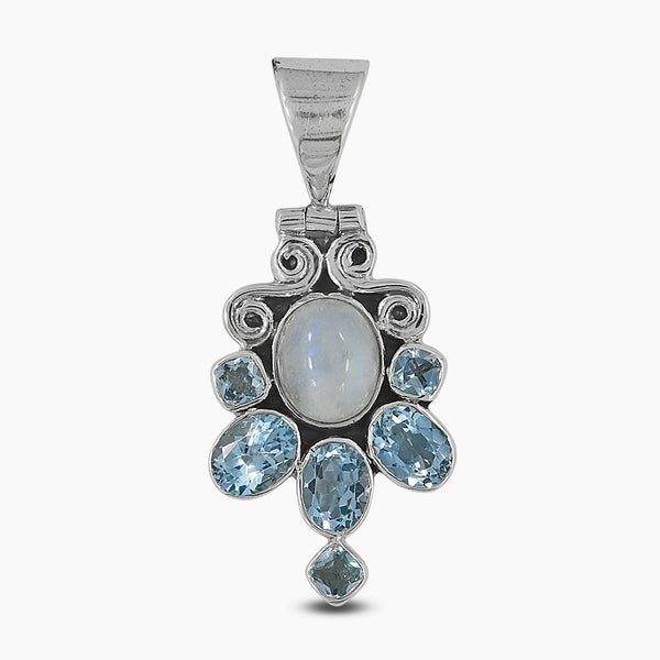 925 Sterling Silver Blue Topaz Pendants