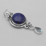 Lapis Lazuli & Topaz Silver Drop Pendants