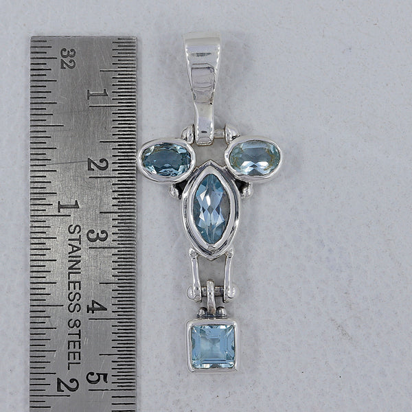 Natural Blue Topaz Silver Pendants