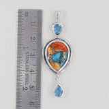 Turquoise Spiny Oyster Silver Pendants