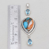 Turquoise Spiny Oyster Silver Pendants