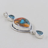 Turquoise Spiny Oyster Silver Pendants