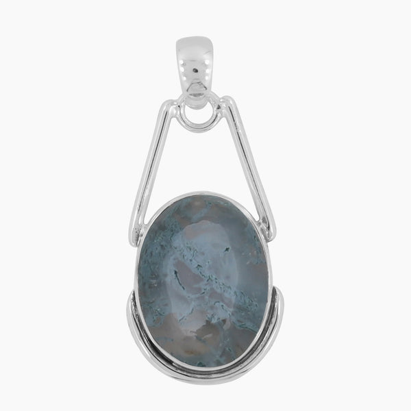 925 Sterling Silver Moss Agate Pendants