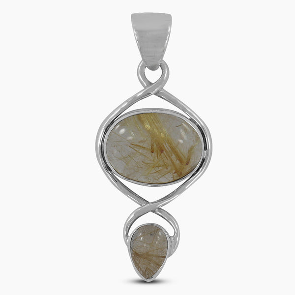 925 Silver Rutilated Quartz Pendants