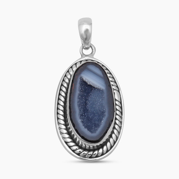 Coconut Druzy Silver Pendants