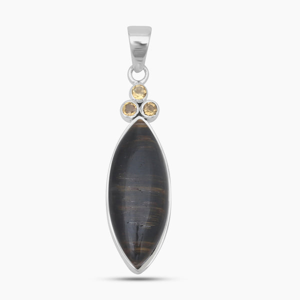 Tiger Eye & Citrine Silver Pendants