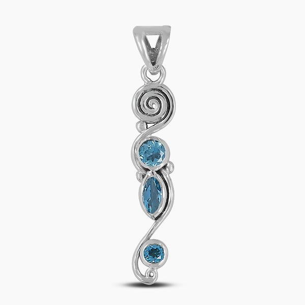 925 Sterling Silver Blue Topaz Pendants