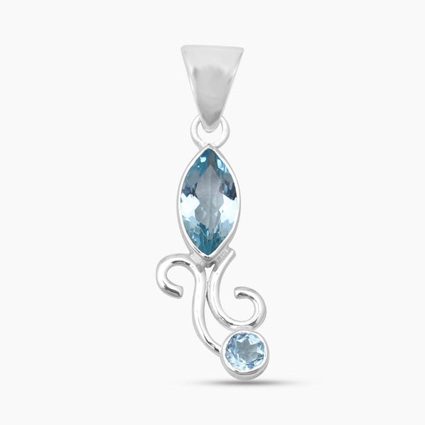 925 Sterling Silver Blue Topaz Pendants