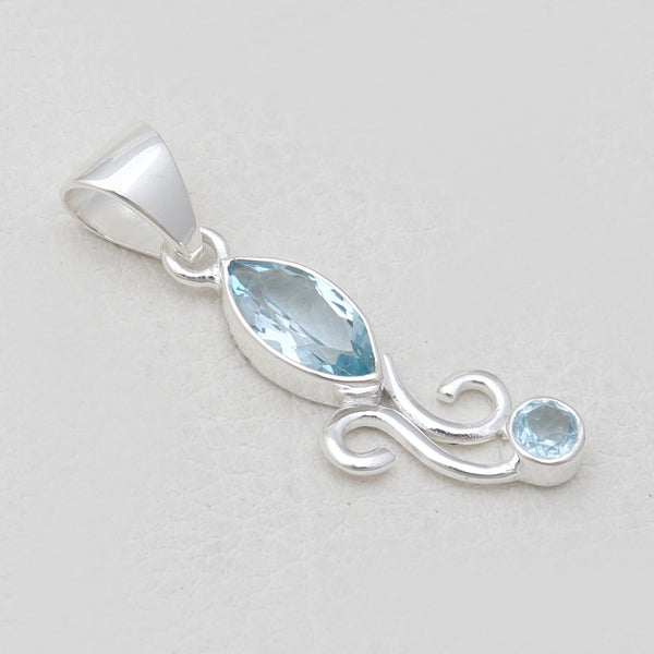 925 Sterling Silver Blue Topaz Pendants