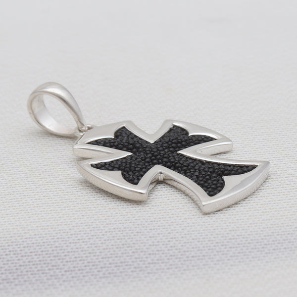 Stingray Leather Silver Cross Pendants
