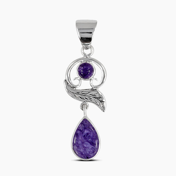 925 Sterling Silver Charoite Pendants