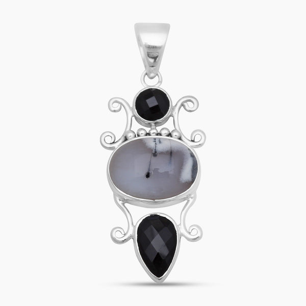 925 Silver Dendritic Opal Pendants