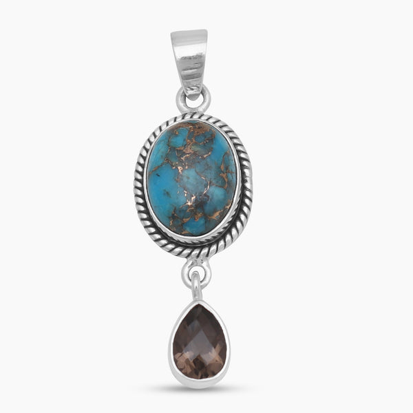 Blue Copper Turquoise Silver Pendants