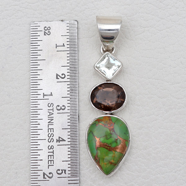 Green Copper Turquoise Silver Pendants