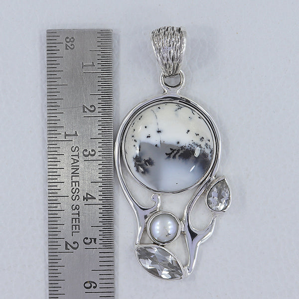 Dendritic Opal Silver Pendants