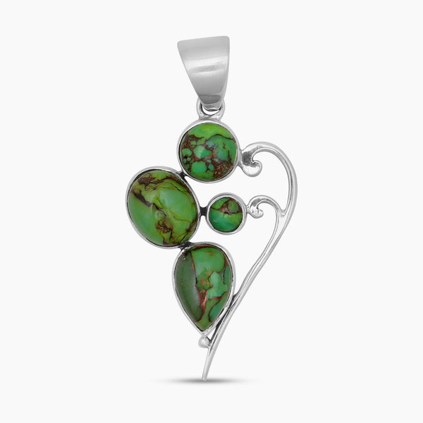 Green Copper Turquoise Silver Pendants