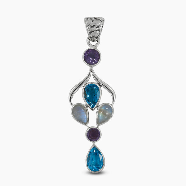 Garnet & Smoky Quartz Silver Pendants