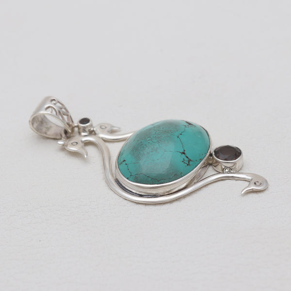 Tibetan Turquoise Silver Duck Pendants