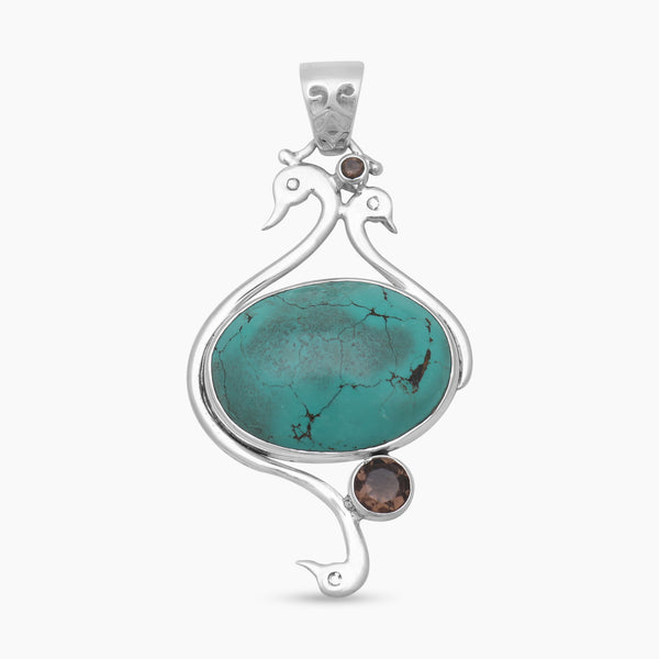 Tibetan Turquoise Silver Duck Pendants