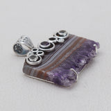 Natural Amethyst Slice Silver Pendants